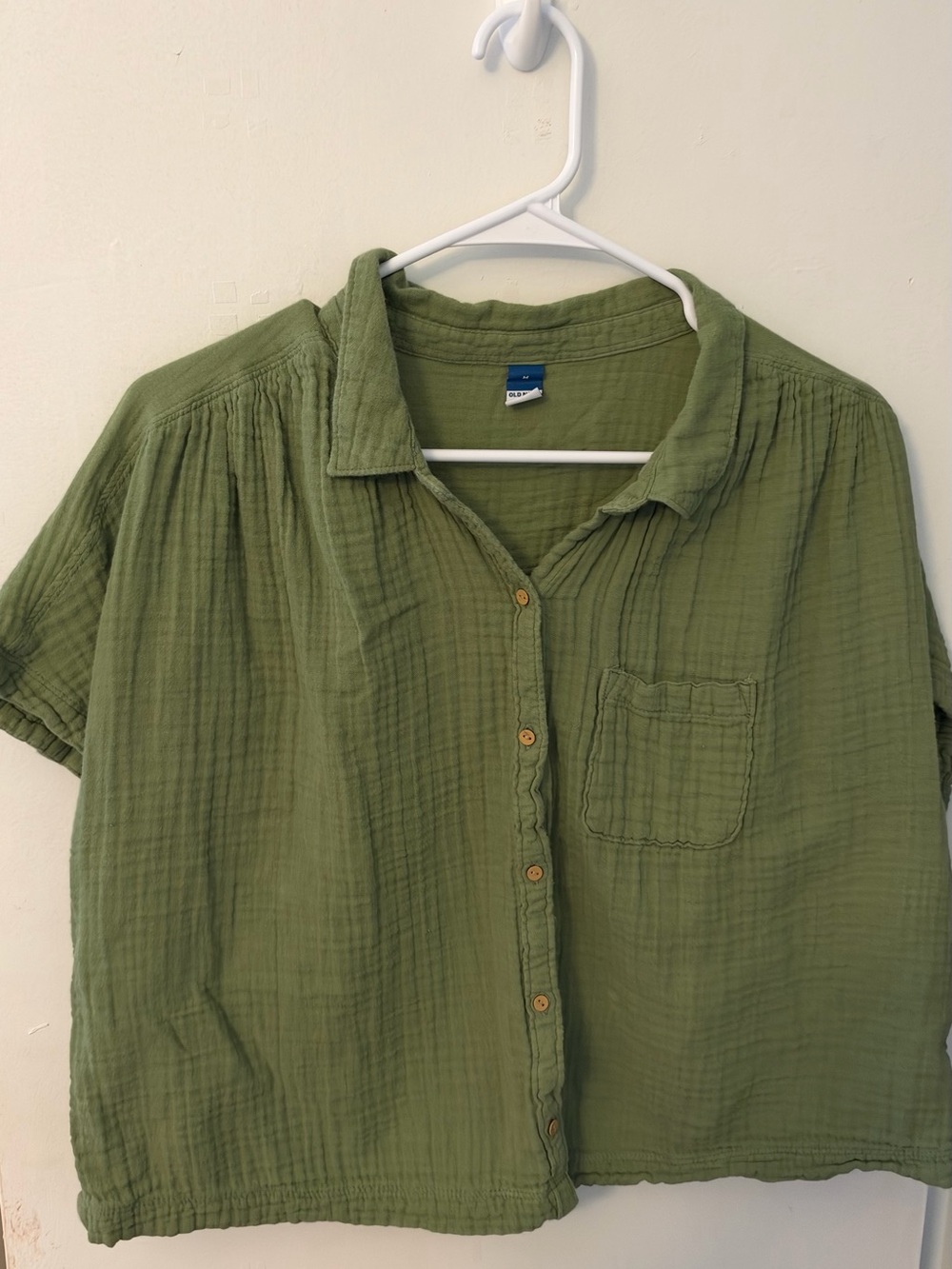 Old Navy Olive Green Button-Front Gauze Shirt
